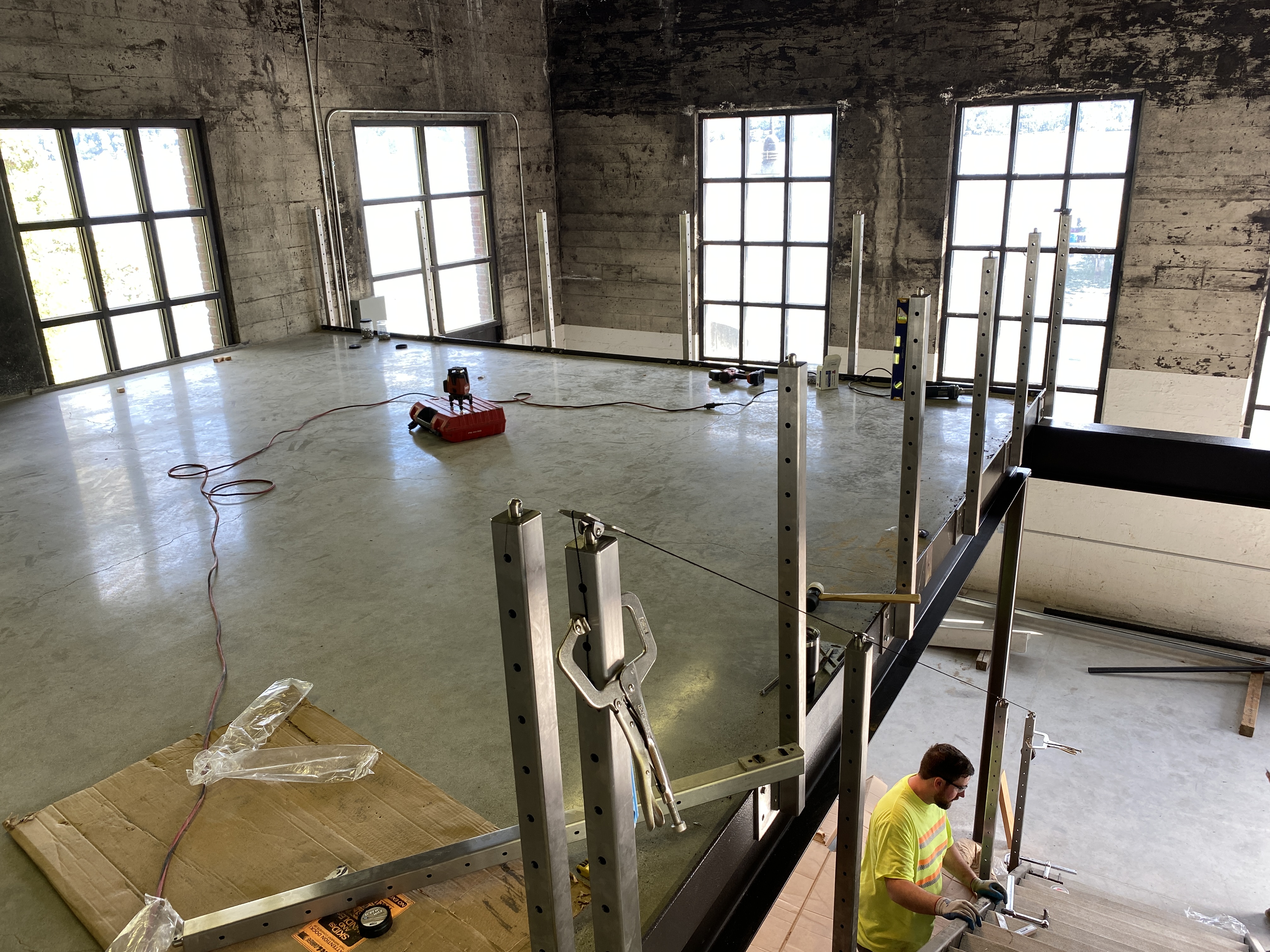 Mezzanine railing install