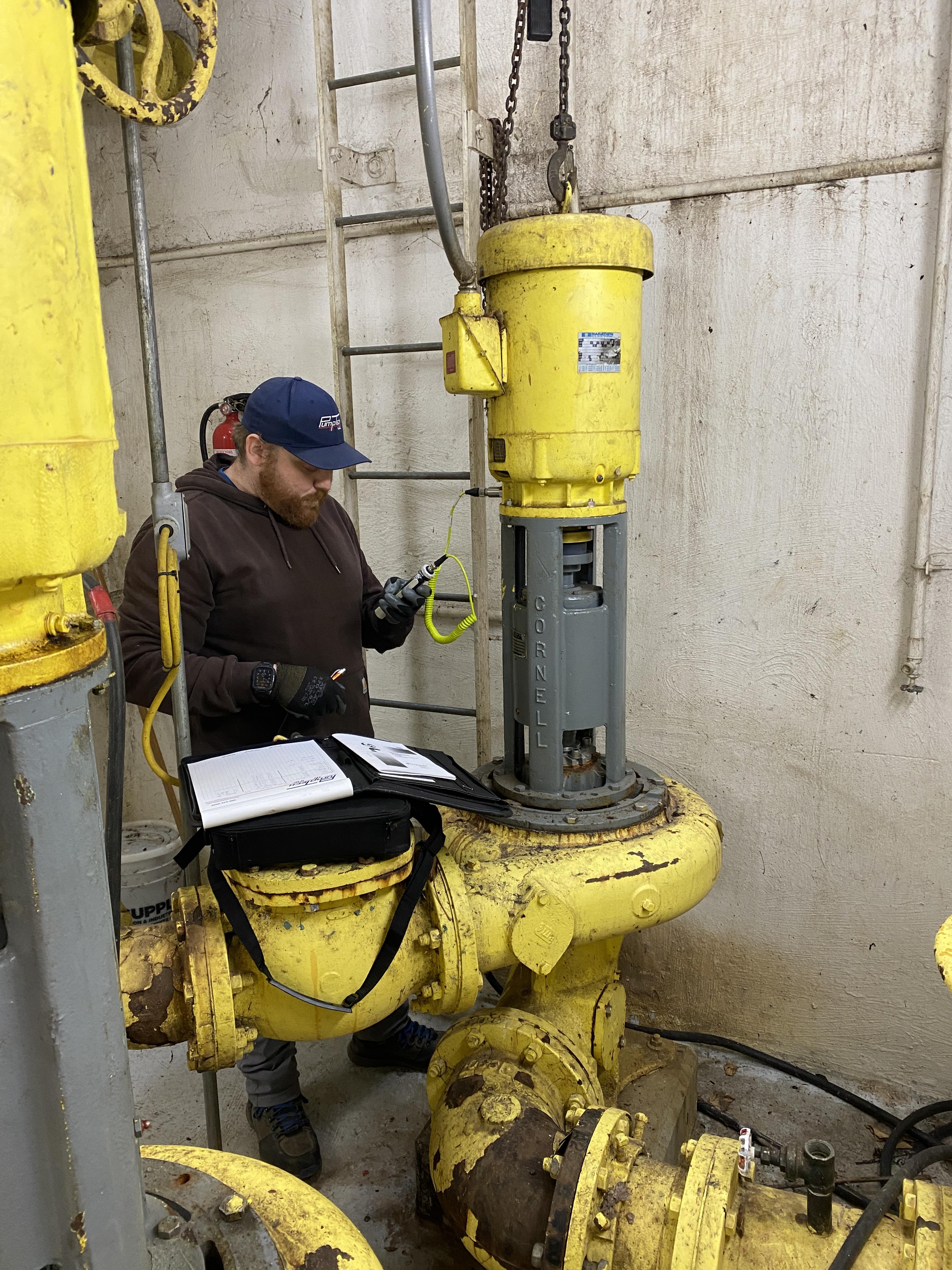 PumpTech performs vibration analysis of the sewer pumps and motors during operation