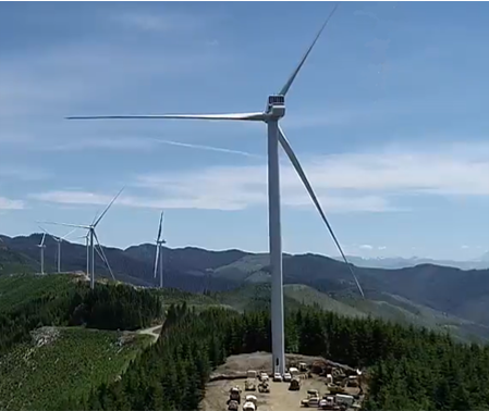 Skookumchuck Windfarm, located in Centralia, Washington, hosts 38 massive turbines with 137 Megawatts of total capacity. 