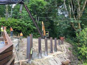 Positioning final steel piling