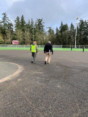 1.	City staff, the consultant from DA Hogan, and the FieldTurf crew walked the infield this week to inspect the gravel height.