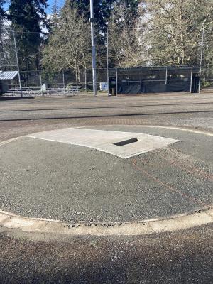 3.	A permanent pitcher’s mound replaces the portable mound previously used at the field.