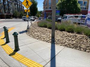 Finishing touches on the southwest corner of the intersection