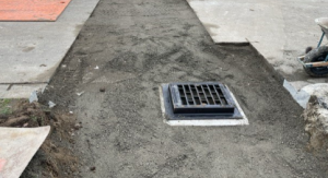 Newly installed stormwater catch basin.