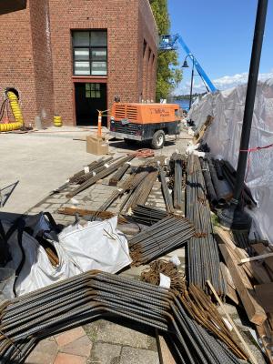 rebar staged for installation in the chimney