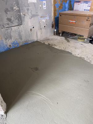 restroom floor poured