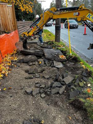 Removal of existing narrow sidewalk.