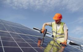 Solar Panels with worker