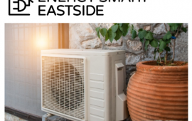 Energy Smart Eastside logo with photo of a heat pump