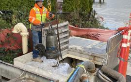 Work on a pump station at Fruitland Landing