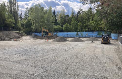 A sport court under construction