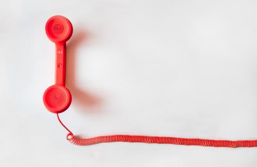 Red corded telephone