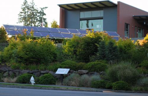 Solar panel array at the Mercer Island Community & Event Center