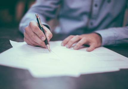 Person signing forms
