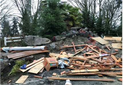 Construction site with debris scattered throughout