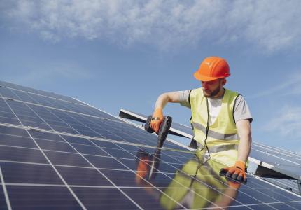 Solar Panels with worker