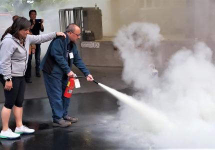 CERTs learn basic fire safety including how to use a fire extinguisher 