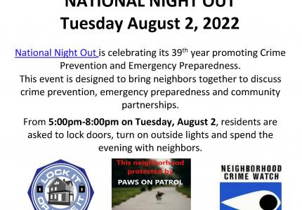 National Night Out is Tuesday August 2
