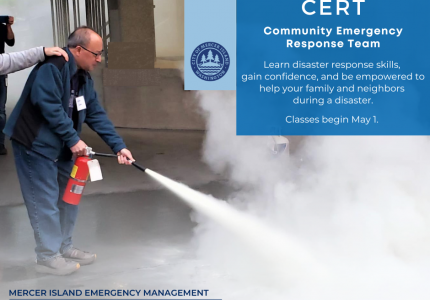 CERT Team learns how to use a fire extinguisher to put out a small fire.