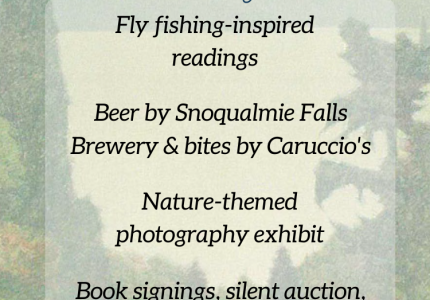 A marketing flyer highlighting a nature and sustainability-themed arts event on Mercer Island