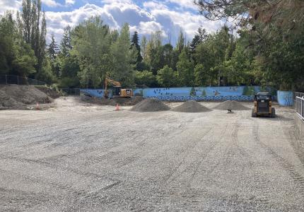 A sport court under construction