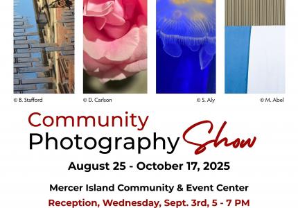 Wednesday, Sept 3rd 5 - 7pm Join us for the Community Photography Show - Artists Reception. Everyone is Welcome!