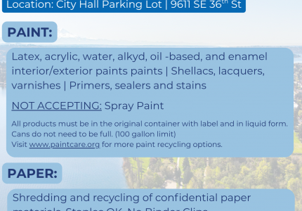 Image version of Mini Recycle Event flyer that explains what materials will be accepted.