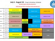 July 6th - August 16th Drop-in Sports Activities Time and Days
