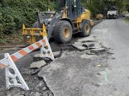 A damaged section of East Mercer Way