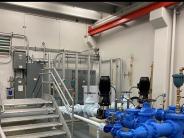 A picture of electrical panel upgrades in the facility that houses the new water pumps.