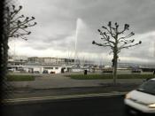 Passing by the “Jet d’Eau” fountain in the harbor of Geneva on our way to Thonon les Bains.