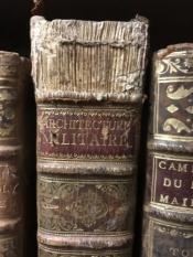 Close-up of a centuries-old book in the reserve section of the library at the cultural center.