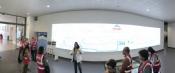 Getting an explanation of how the Evian water is collected from the mountains and bottled. Getting an explanation of how the Evian water is collected from the mountains and bottled.