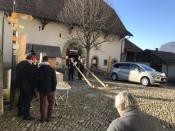 Enjoying a concert of two alpine swiss horns. Enjoying a concert of two alpine swiss horns.