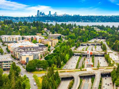 Mercer Island Town Center and Interstate 90
