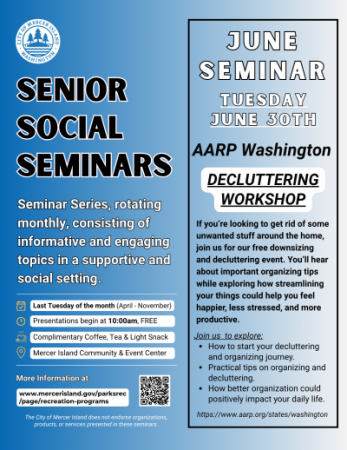 Senior Social Seminar - June - Decluttering Workshop
