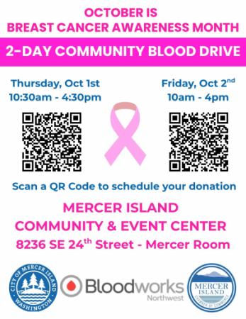 Breast Cancer Awareness Month: 2-Day Community Blood Drive
