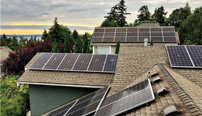 Solar panels on the roof of a home.