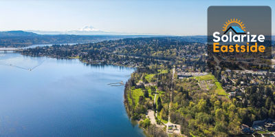 Solarize Eastside Logo over aerial photo of Island