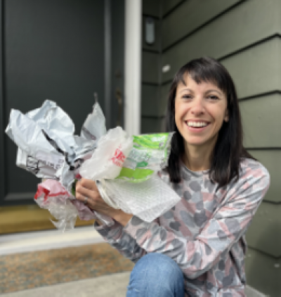 Image of a person holding an assortment of plastic film