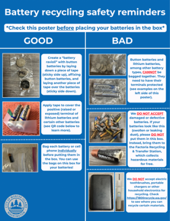 Battery recycling safety reminders