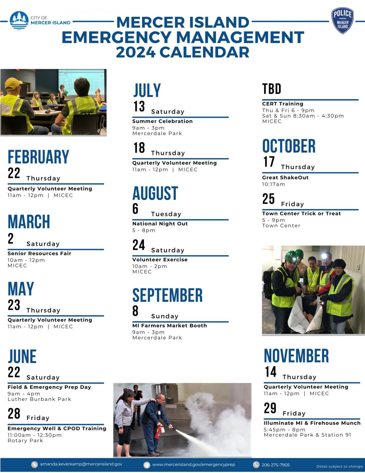 Emergency Management 2024 Calendar of Events and Trainings
