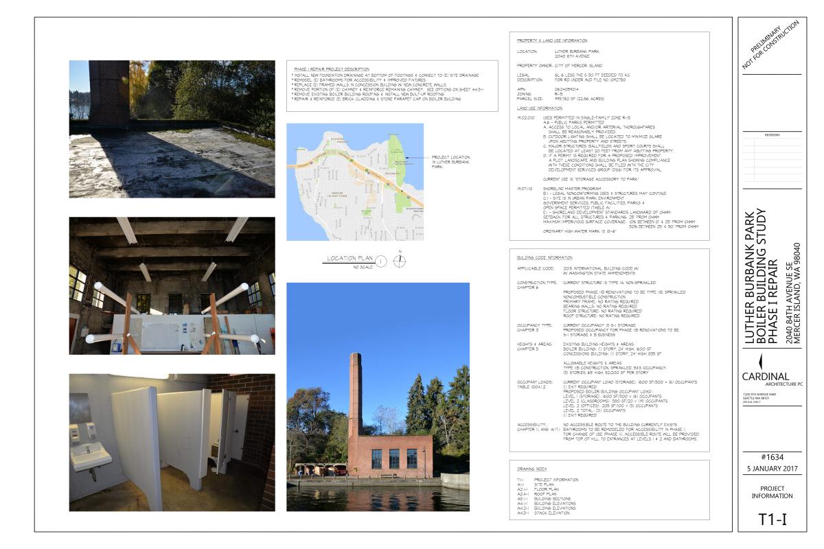 A master plan document including images of a brick historic building and notes for future repairs