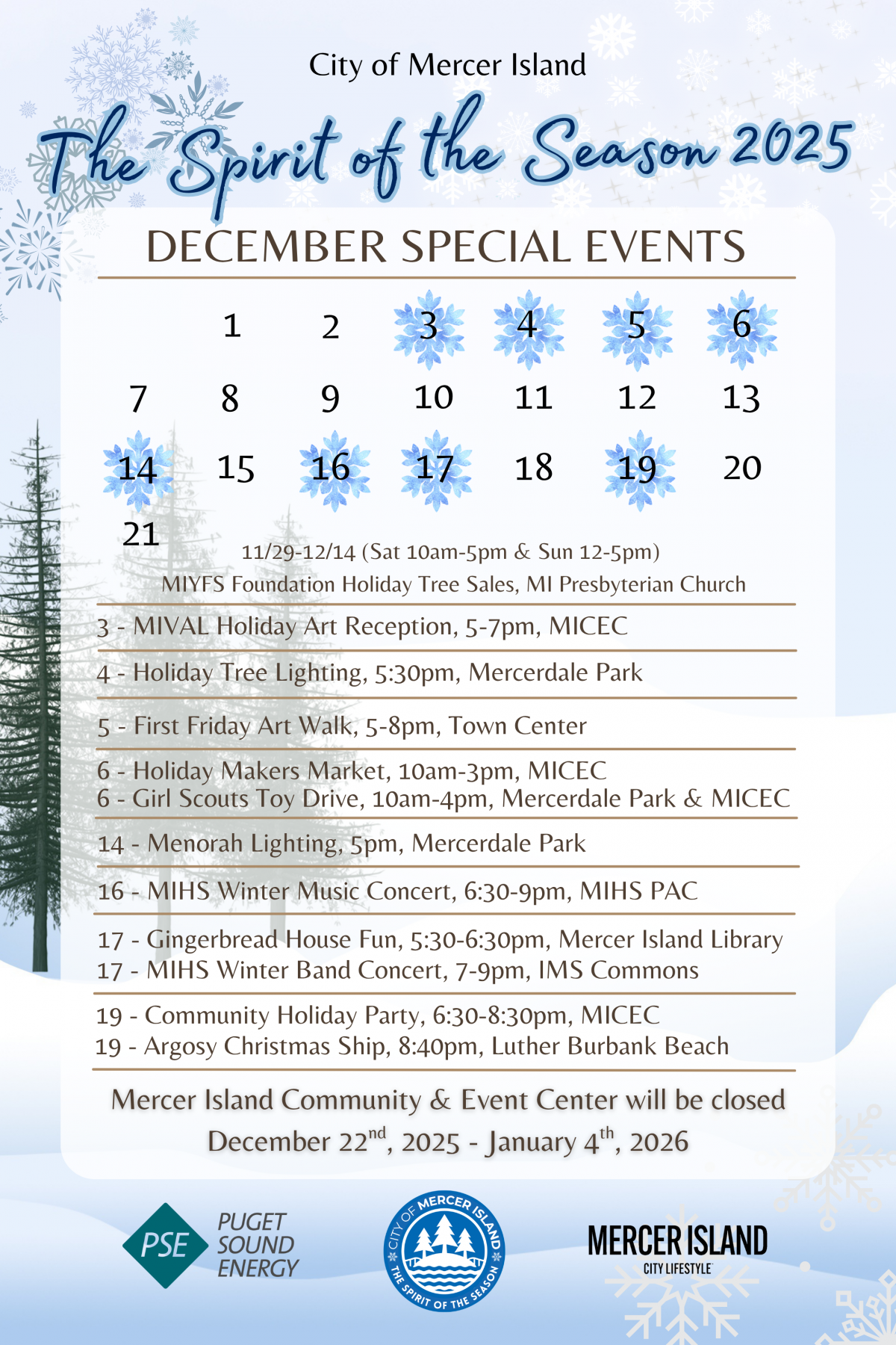 December Special Events December Special Events